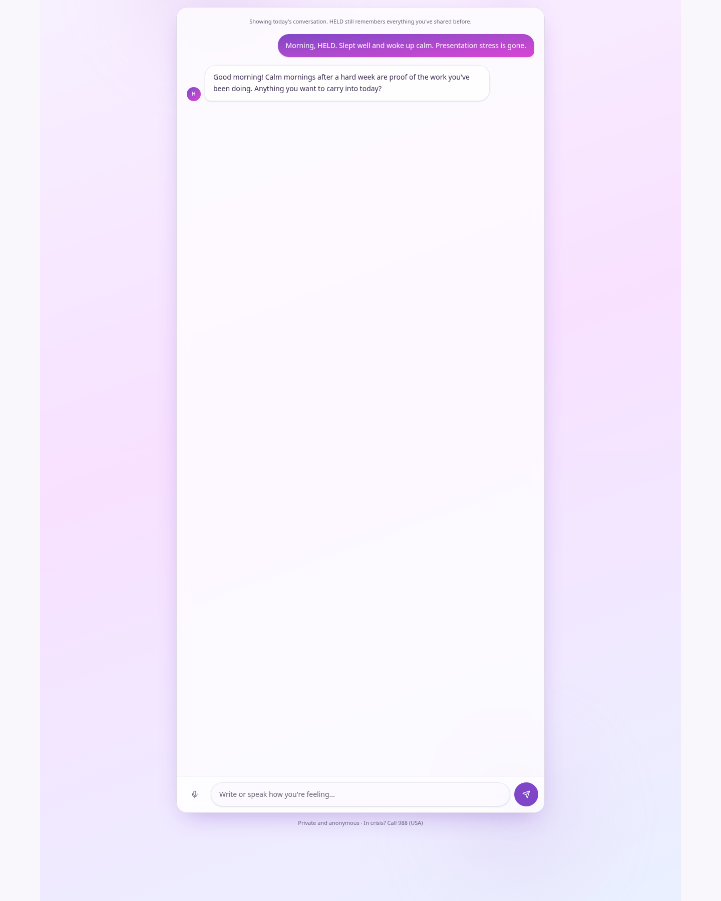 HELD chat with the voice input microphone button